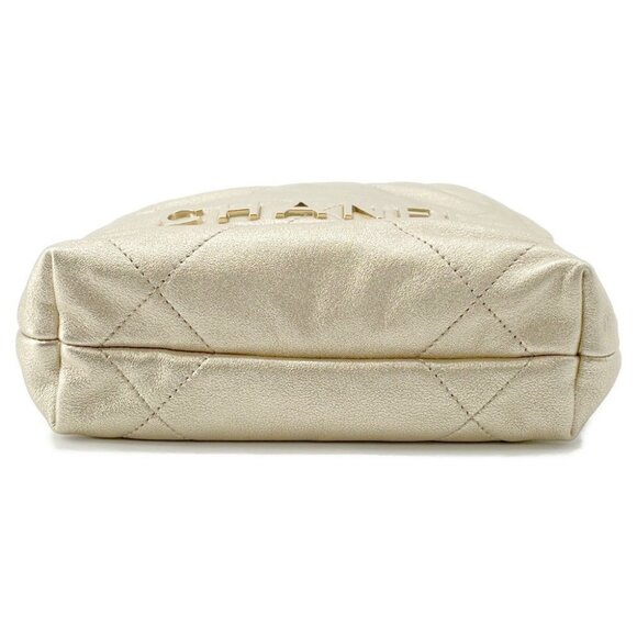 CHANEL CHANEL22 ChainShoulder Bag Size Mini Shiny Calf Leather Gold AS3980 - Picture 6 of 11